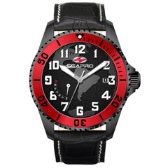 Seapro Men's Voyager - Black Dial/Strap/Case, Red Bezel - 200m