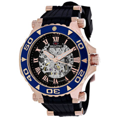 Seapro Men's Seaway - Black Dial/Strap, Rose Gold Case, Blue Bezel - 100m