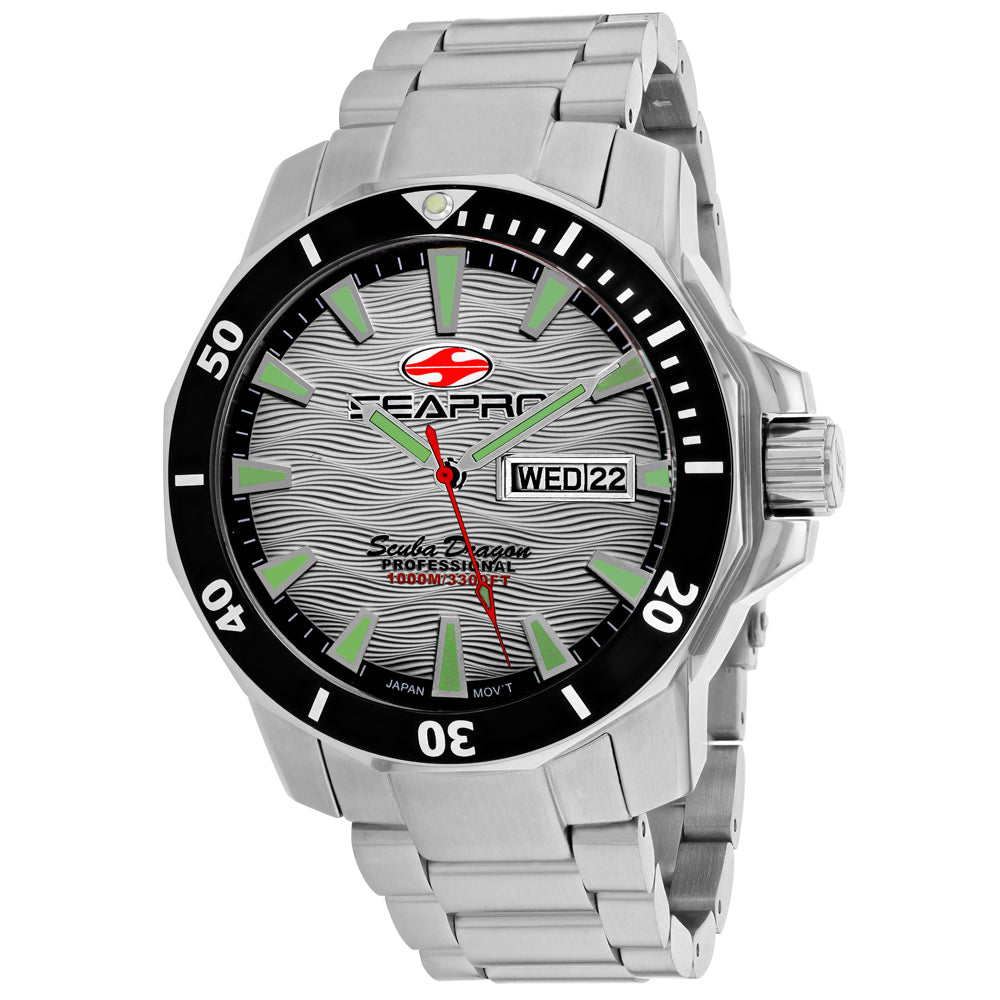 Seapro Men's Scuba Dragon Diver Limited Edition - Silver Dial & Bracelet - 1000m