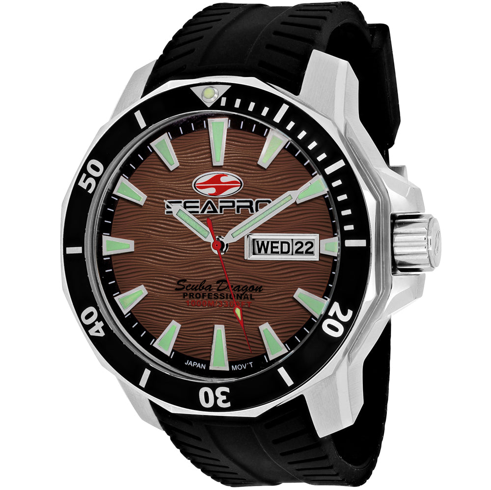 Seapro Men's Scuba Dragon Diver Limited Edition - Brown Dial, Black Strap - 1000m