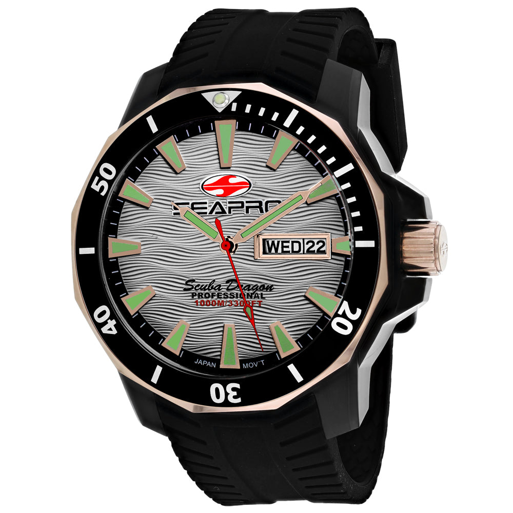 Seapro Men's Scuba Dragon Diver Limited Edition - Silver Dial, Black Case - 1000m