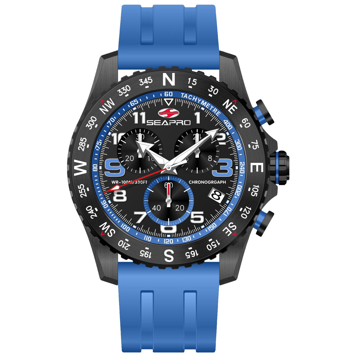 Seapro Men's Gallantry - Black Dial/Case, Blue Strap - 100m