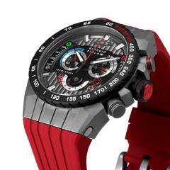 Giorgio Piola Design Men's Speedtrap Swiss Sport Chrono Watch - Black Dial, Red Strap - 100m