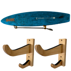 Bamboo SUP and Surf Wall Mount with Paddle Rack