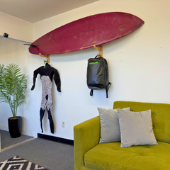 Bamboo SUP and Surf Wall Mount with Paddle Rack