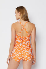 Women's Two-Piece Tankini Swimsuit - Blossom Orange