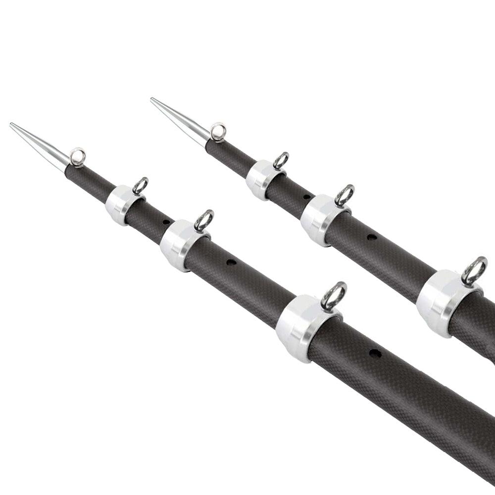 Tigress XD 3k Carbon Fiber Telescoping Outrigger Poles - 18 Feet - Matte Black / Silver - Pair