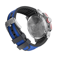 Giorgio Piola Design Men's Torque Stainless Steel Swiss Sport Chrono Watch - Black Dial, Blue Strap - 100m
