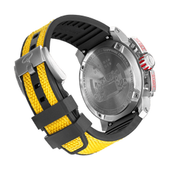 Giorgio Piola Design Men's Torque Stainless Steel Swiss Sport Chrono Watch - Black Dial, Yellow Strap - 100m