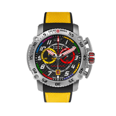 Giorgio Piola Design Men's Torque Stainless Steel Swiss Sport Chrono Watch - Black Dial, Yellow Strap - 100m