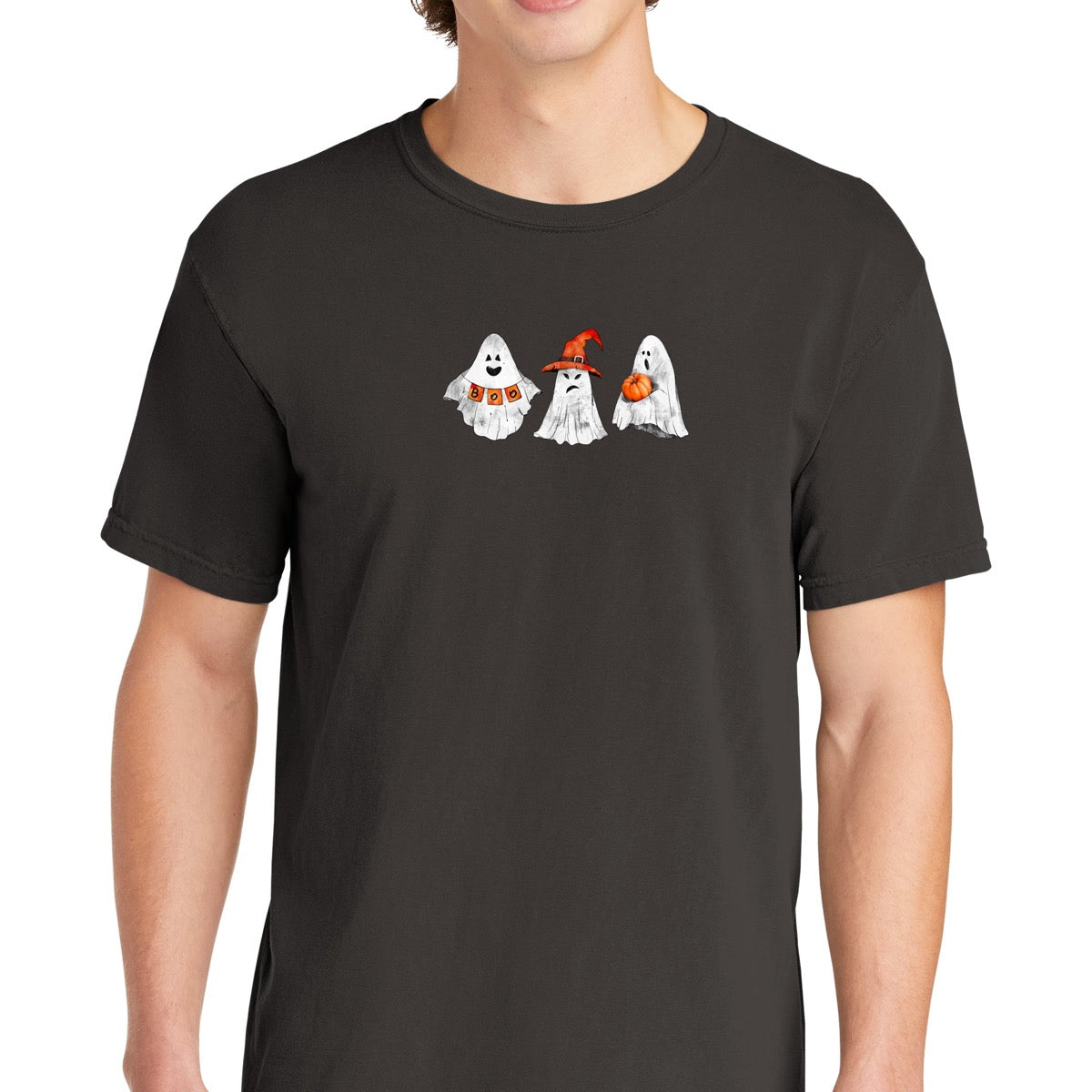 HALLOWEEN Unisex Adult's Triple Ghost Comfort Color Tee