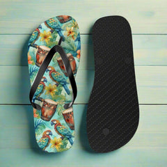 Unisex Tropical Parrot Print Flip Flops ☀️ Summer Sandals 🦜