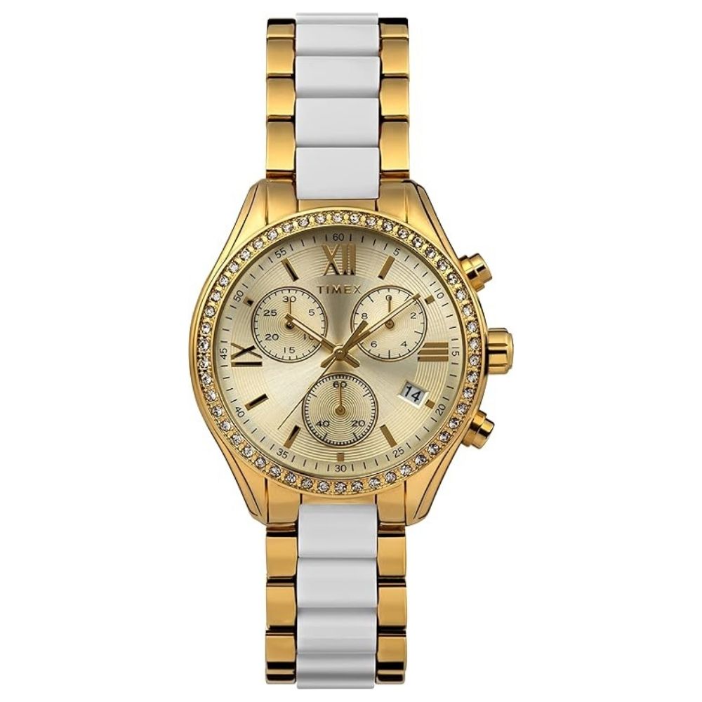 Timex Women's Classic - Gold Dial, Gold/White Bracelet - 30m