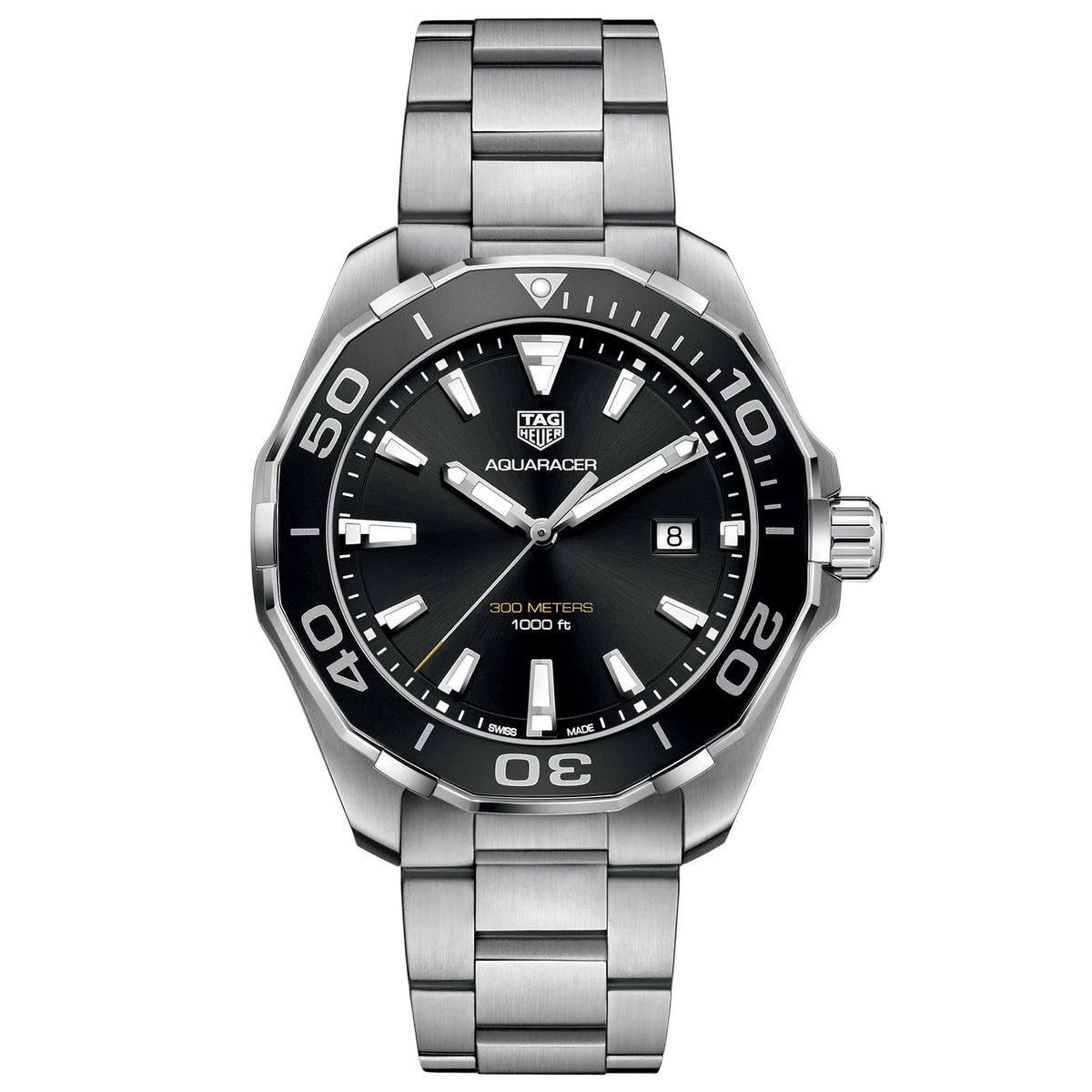 Tag Heuer Men's Aquaracer - Black Dial Silver Case/Bracelet, 43mm - 300m