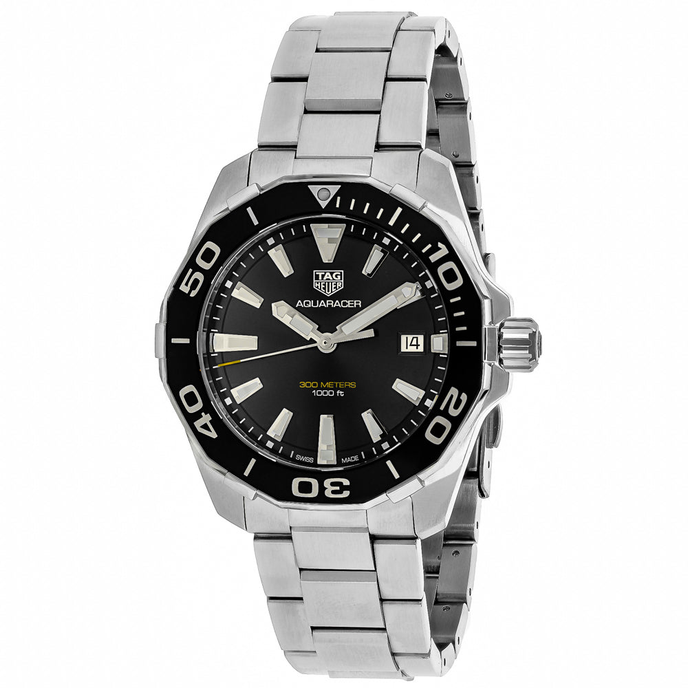 Tag Heuer Men's Aquaracer - Black Dial, Silver Case/Bracelet, 40mm - 300m