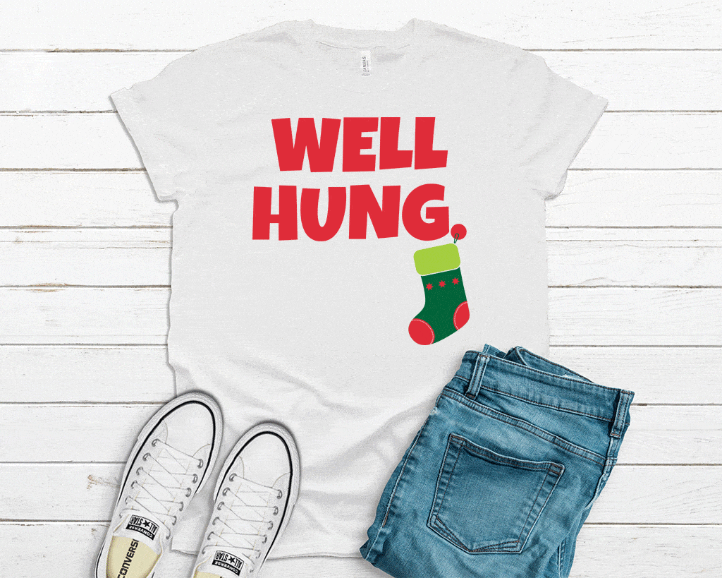 CHRISTMAS Men's 'Well Hung' Raglan or T-Shirt