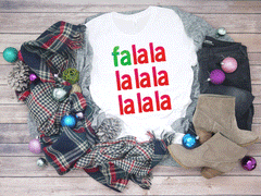 CHRISTMAS Unisex Adult's 'Falalala' Watercolor Raglan or T-Shirt