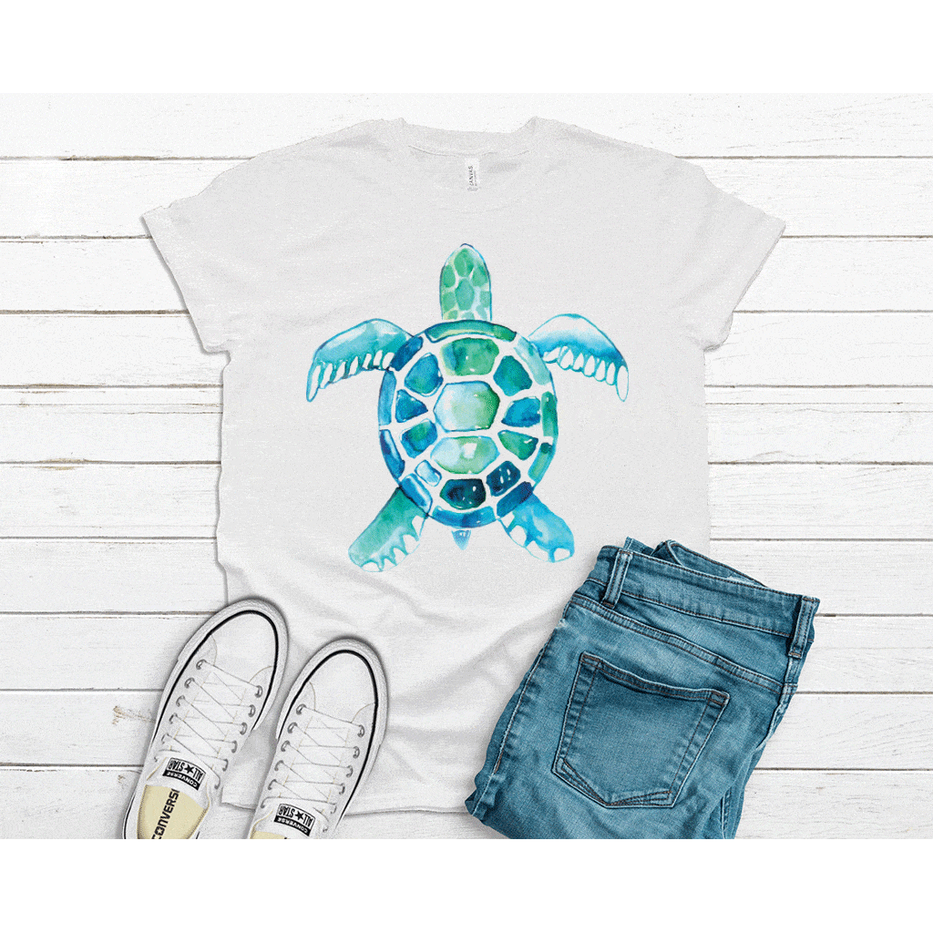 Unisex Adult's Watercolor Turtle T-Shirt