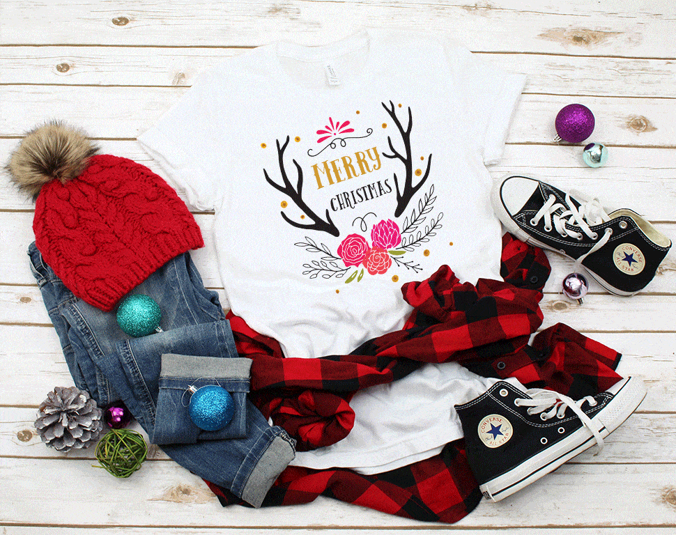 CHRISTMAS Women's Antler Christmas T-Shirt