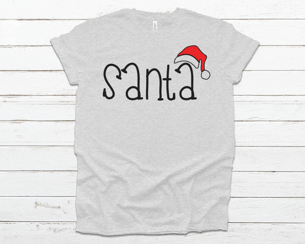 CHRISTMAS Unisex Kid's/Adult's 'Santa' with Hat T-Shirt