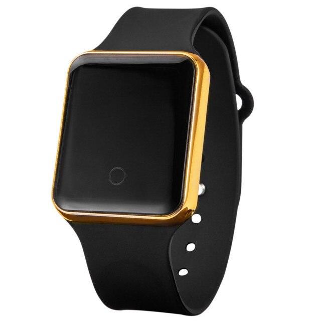 Unisex Digital Watch, LED, Silicone Bracelet, Classic Square Face
