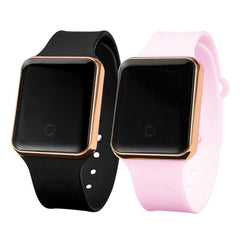 Unisex Digital Watch, LED, Silicone Bracelet, Classic Square Face