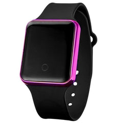 Unisex Digital Watch, LED, Silicone Bracelet, Classic Square Face
