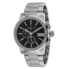 Gucci Men's G-Chrono - Black Dial, Silver Bracelet - 50m