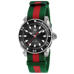 Gucci Men's Dive - Black Dial, Red/Green Nylon Strap - 300m